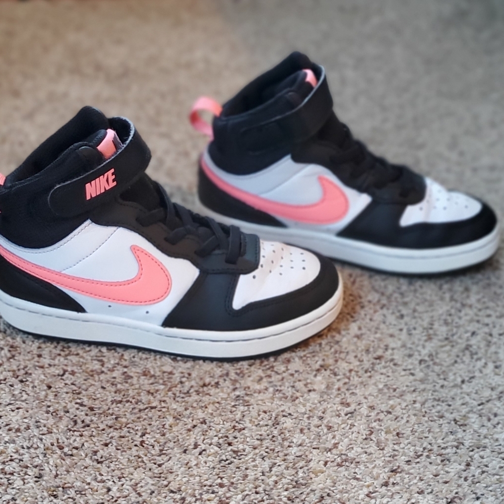 Nike Kids Sneakers - Black, White, and Coral